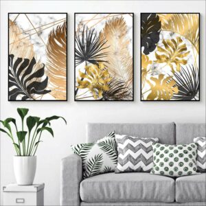 abstract++ minimalist++ Canvas Print++ Canvas Painting++ Wall Art++ modern++ shining++ leaf++ golden leaf++ abstract art++ leaves