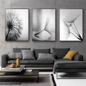 abstract++ minimalist++ Canvas Print++ Canvas Painting++ Wall Art++ Decor++ flower++ black and white++ dandelion++ black white