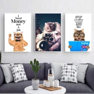 abstract++ minimalist++ Canvas Print++ Canvas Painting++ Wall Art++ Decor++bird++ yellow++cat++ kucing++ cat poster