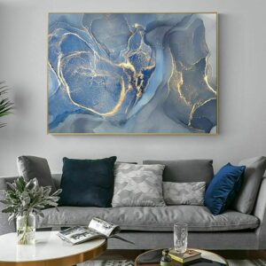 abstract++ minimalist++ Canvas Print++ Canvas Painting++ Wall Art++ Decor++ ++ modern++ light blue++ marble