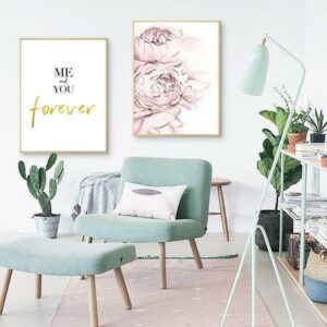 abstract++ minimalist++ Canvas Print++ Canvas Painting++ Wall Art++ Decor++ flower， letter， quote， love