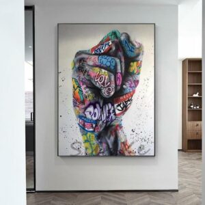 abstract++ minimalist++ Canvas Print++ Canvas Painting++ Wall Art++ Decor++ fist++ graffiti