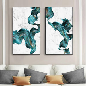 abstract++ minimalist++ Canvas Print++ Canvas Painting++ Wall Art++ Decor++ Painting++ blue++ flowing silk++ modern