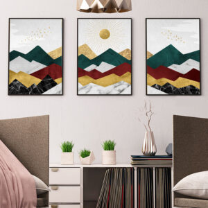 canvas Print++ Wall Art++ abstract art++ canvas art++ marble art++ mountain++ sunrise++ geometrical