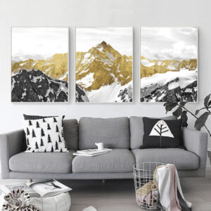 abstract++ Canvas Print++ Wall Art++ modern++ abstract art++ canvas art++ mountain++ aesthetic++ gold++ Nordic