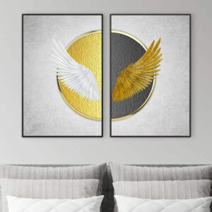 abstract++ Canvas Print++ Canvas Painting++ Wall Art++ Decor++ Nordic++ gold++ white background art++ angel wing++ pair++ aesthetic++ decoration++ home decoration
