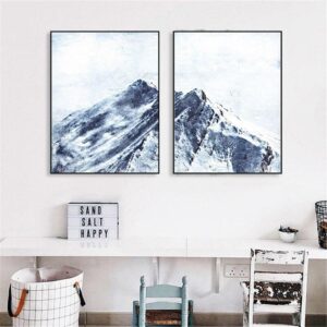 abstract++ Canvas Print++ Canvas Painting++ Wall Art++ Decor++ Nordic++++ blue++ mountain++ snow++ aesthetic++ home decoration++ wall deco