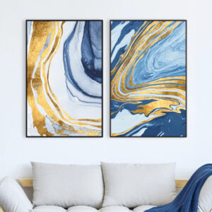 abstract++ Canvas Print++ Canvas Painting++ Wall Art++ Decor++ Nordic++++ blue++ gold++ marble painting++ minimalist