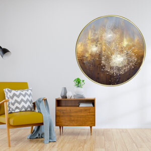 luxury modern ++luxury art ++abstract art++ canvas printing++ canvas art++ round frame++ round canvas art++ flower++ gold++ white++ aesthetic++ minimalist++ wall art