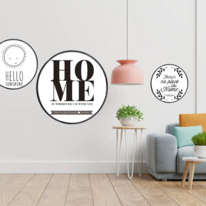 abstract art++ wall art++ canvas art++ canvas print++ round frame++ home decor++ decoration++ round art++ quotes++ minimalist++ black white++ simple++ word art